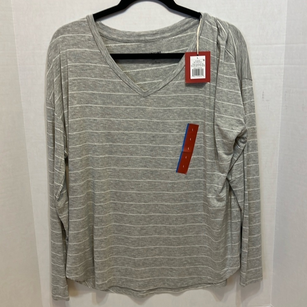 Mossimo Supply Co Gray Stripe Long sleeve Top Size L